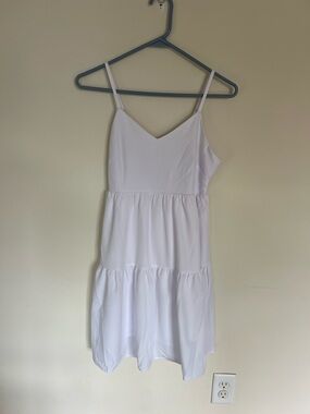 White Spaghetti Strap Tiered Sundress